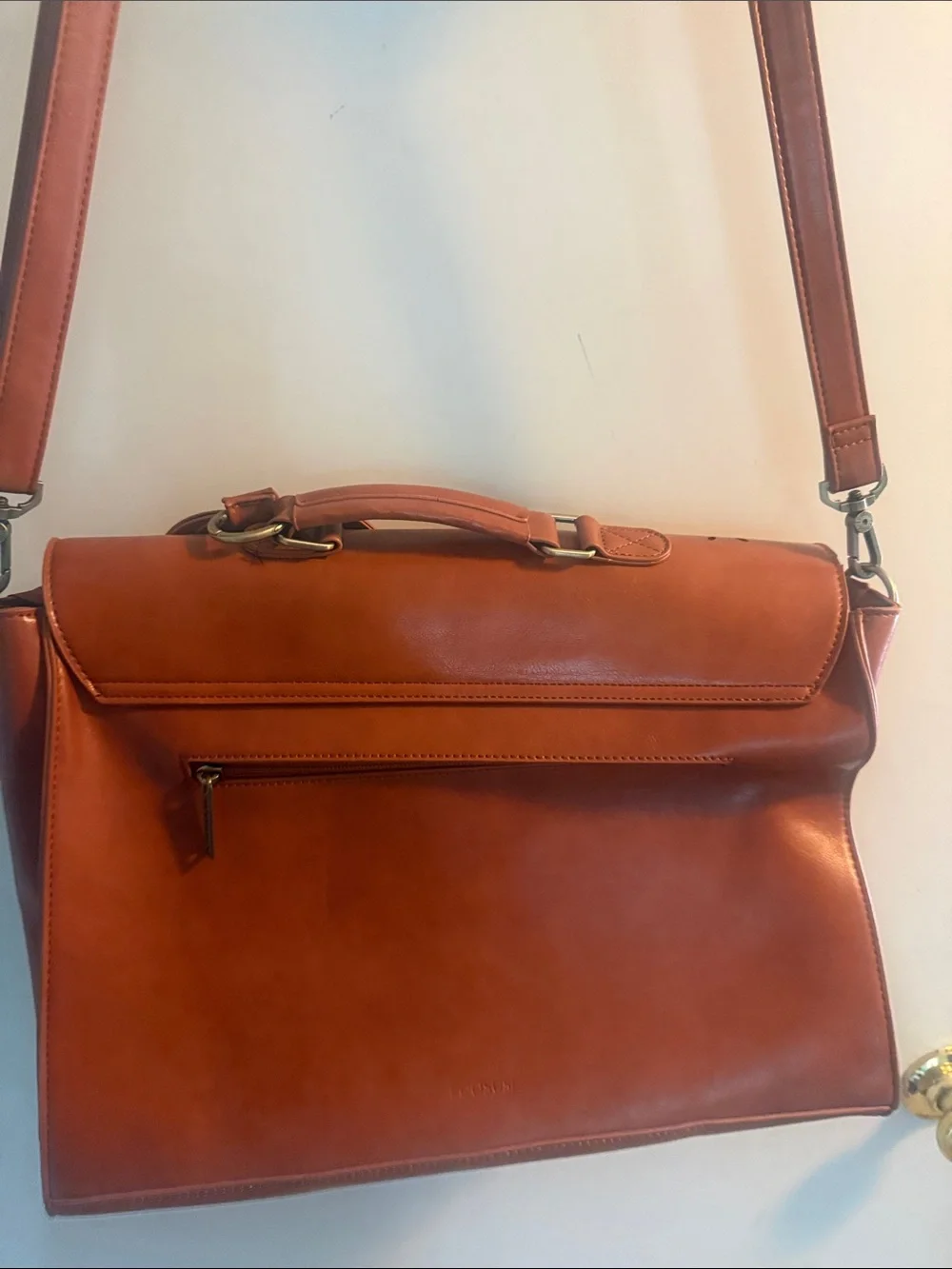 Ecosusi Women's Tan Bow Accent Floral Detail Messenger Laptop Bag EUC